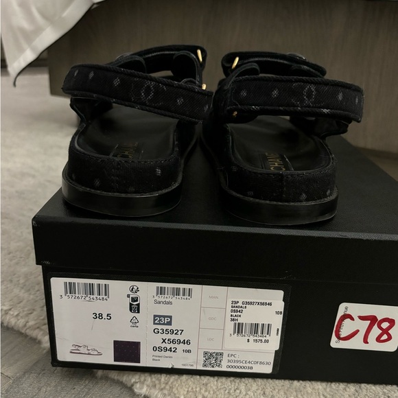CHANEL 🖤 23P Classic Black Denim Dad Sandals - Size 38.5 *RARE* - Picture 7 of 14